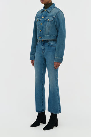 Uruguayan Blue Bronte Denim Jacket - Side Profile On Model | Gabriela Hearst