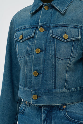 Uruguayan Blue Bronte Denim Jacket - Gold Hardware Button Detail | Gabriela Hearst