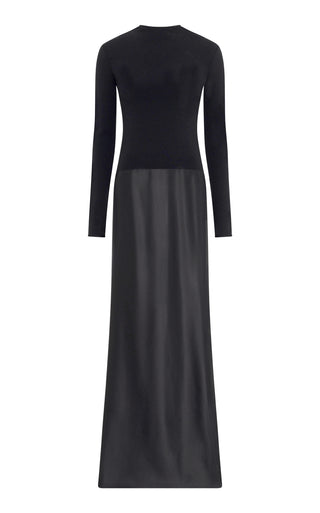 Black Silk Satin Jessamy Maxi Dress - Product View | Gabriela Hearst