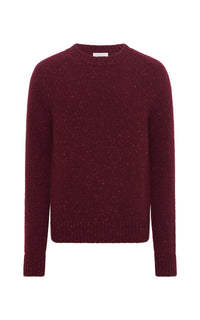 Daniel Knit Sweater in Bordeaux Speckled Aran Cashmere
