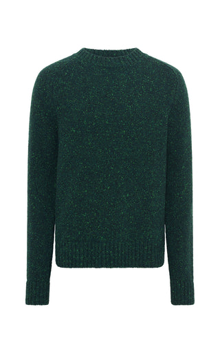 English Green Speckled Cashmere Daniel Knit Sweater - Front View | Gabriela Hearst