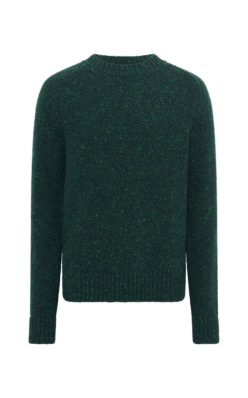 English Green Speckled Cashmere Daniel Knit Sweater - Front View | Gabriela Hearst
