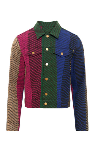 Multi Color Cashmere Barry Trucker Jacket - Front View | Gabriela Hearst