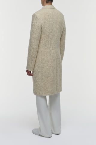 Ivory Cashmere Sherpa Long Mcaffrey Coat - Back View On Model | Gabriela Hearst