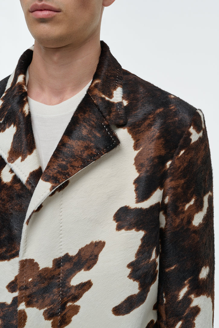 Kamari Coat in Ivory Cognac Multi Pony Hair