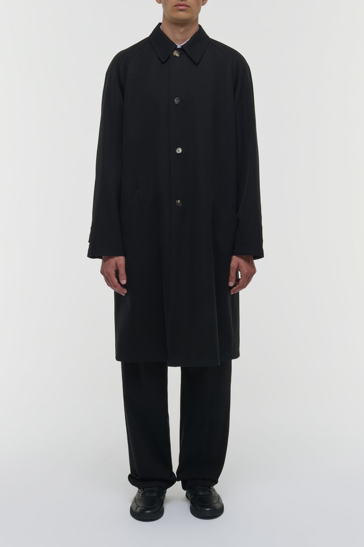 Alain Reversible Coat in Black & Electric Navy Virgin Wool