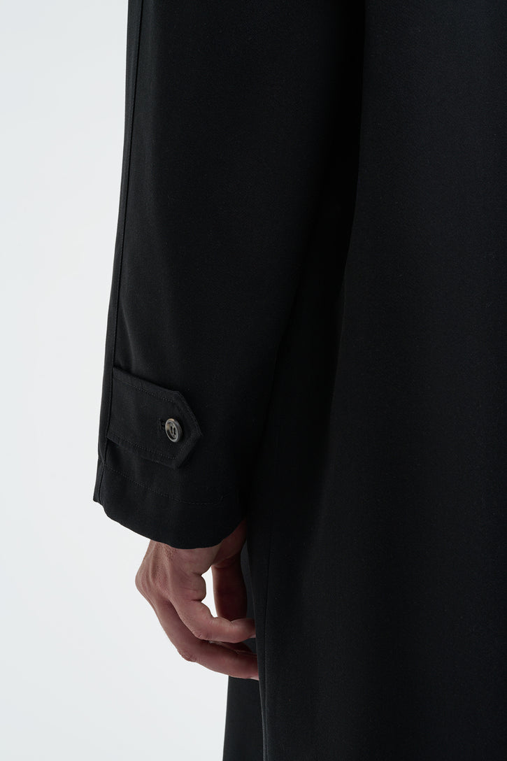 Alain Reversible Coat in Black & Electric Navy Virgin Wool