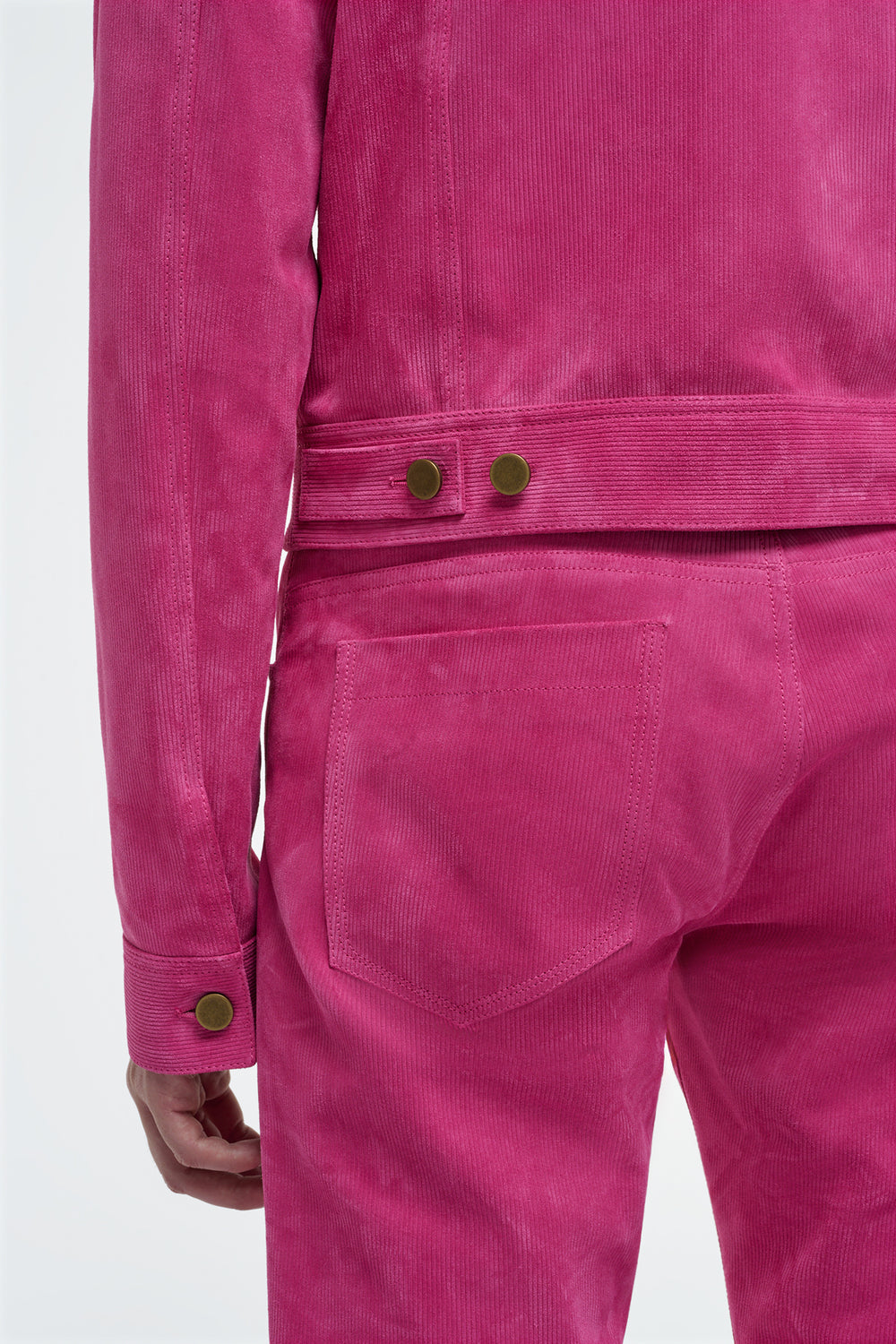 Anthony Five Pocket Pant in Fuschia Suede Corduroy