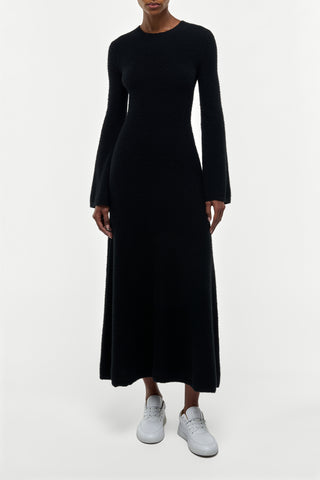 Black Cashmere Uriel Knit Maxi Dress - Full Front View On Model | Gabriela Hearst