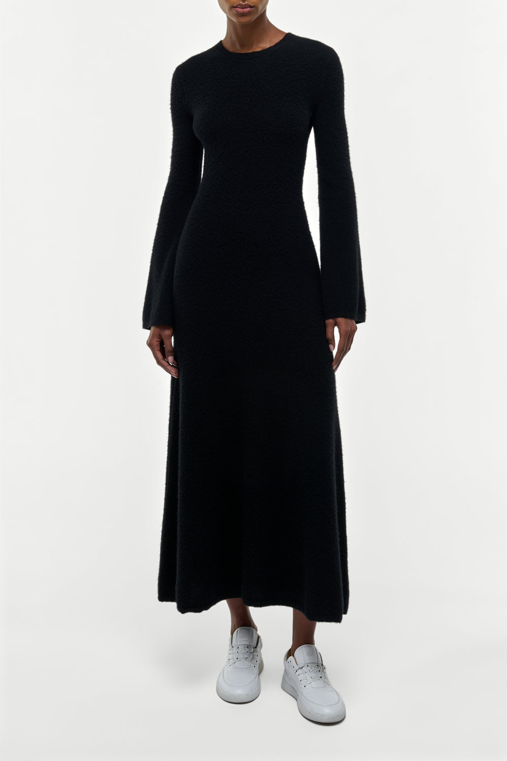 Uriel Knit Dress in Black Brushed Cashmere