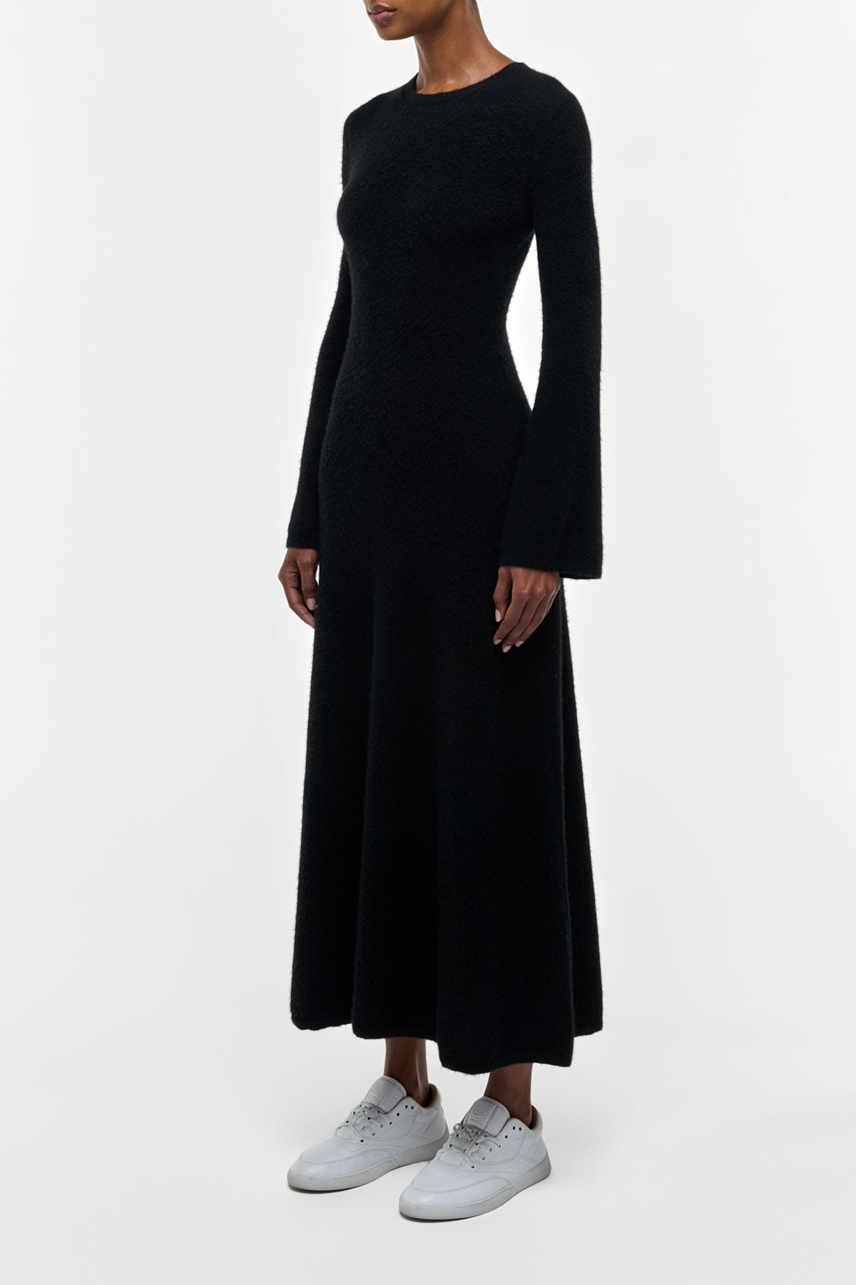 Uriel Knit Dress in Black Brushed Cashmere