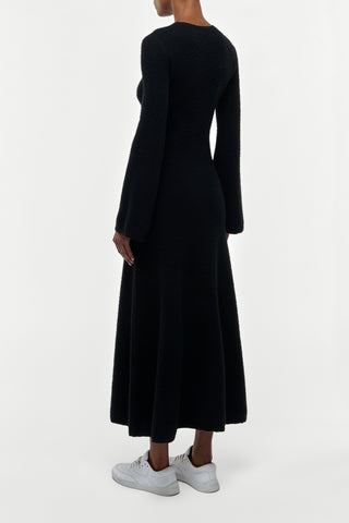 Black Cashmere Uriel Knit Maxi Dress - Back View On Model | Gabriela Hearst