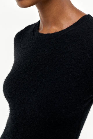Black Brushed Cashmere Uriel Dress - Shoulder Detail Close-up | Gabriela Hearst