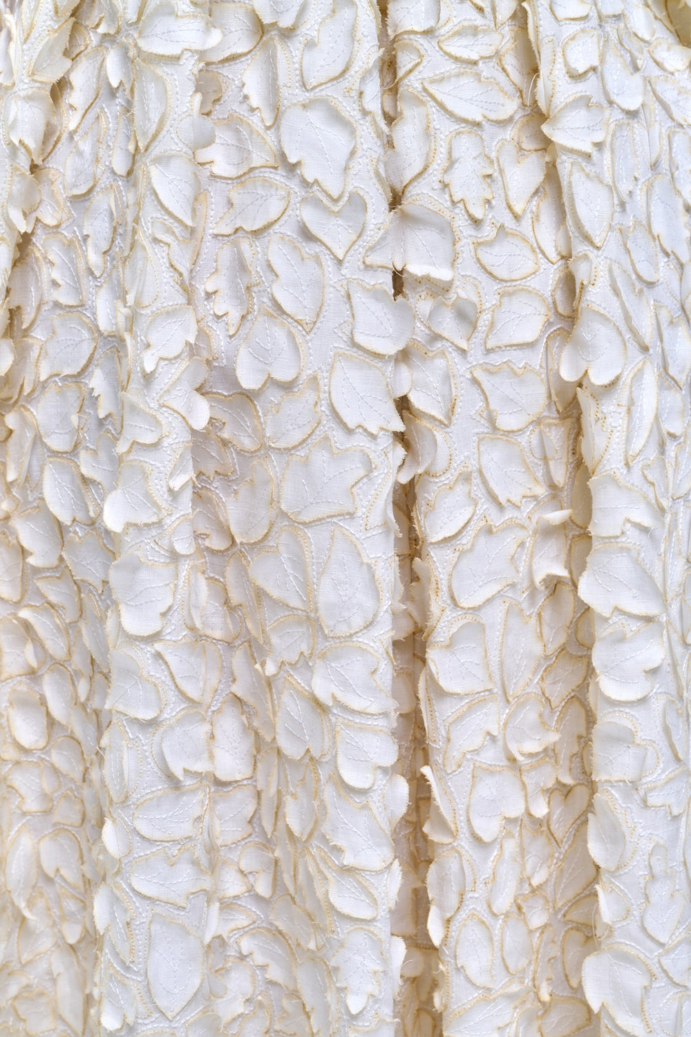 Nexus Embroidered Leaves Maxi Dress in Ivory Linen