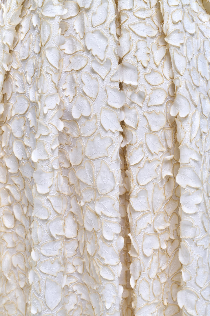 Nexus Embroidered Leaves Maxi Dress in Ivory Linen