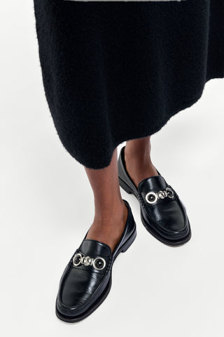 Melchora Stone Loafer in Black Leather