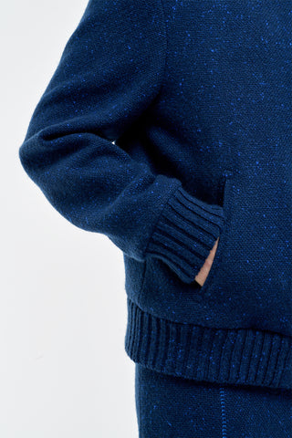 Electric Navy Cashmere Bomber Pocket Detail - Close-Up | Gabriela Hearst