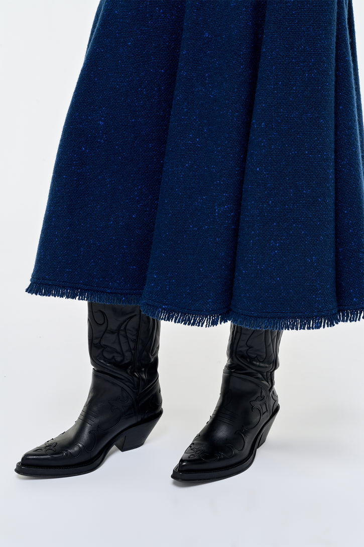 Amy Knit Midi Skirt in Electric Navy Cashmere
