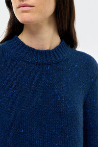 Alfie Knit Sweater in Electric Navy Speckled Cashmere