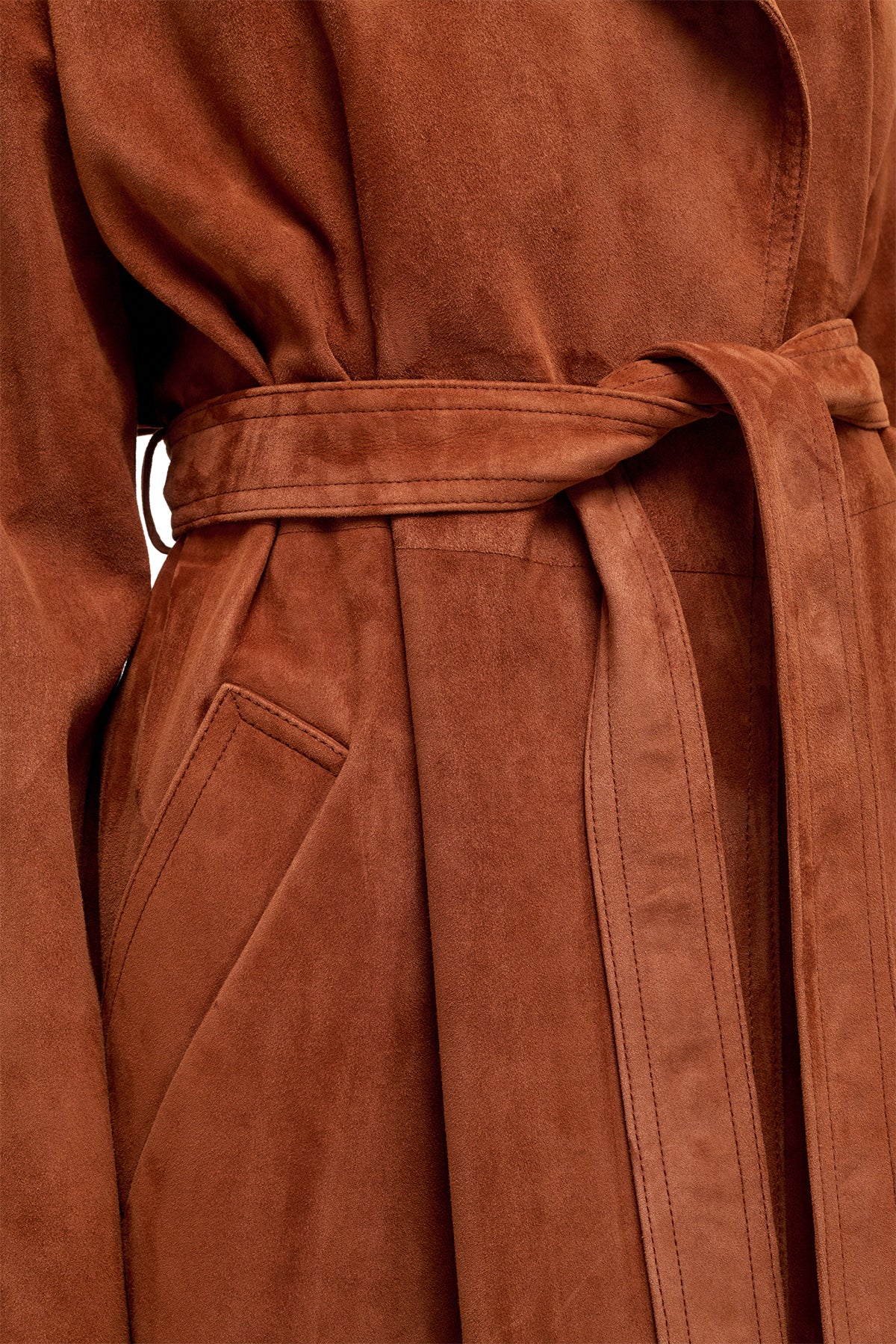 Lyra Trench Coat in Cognac Suede