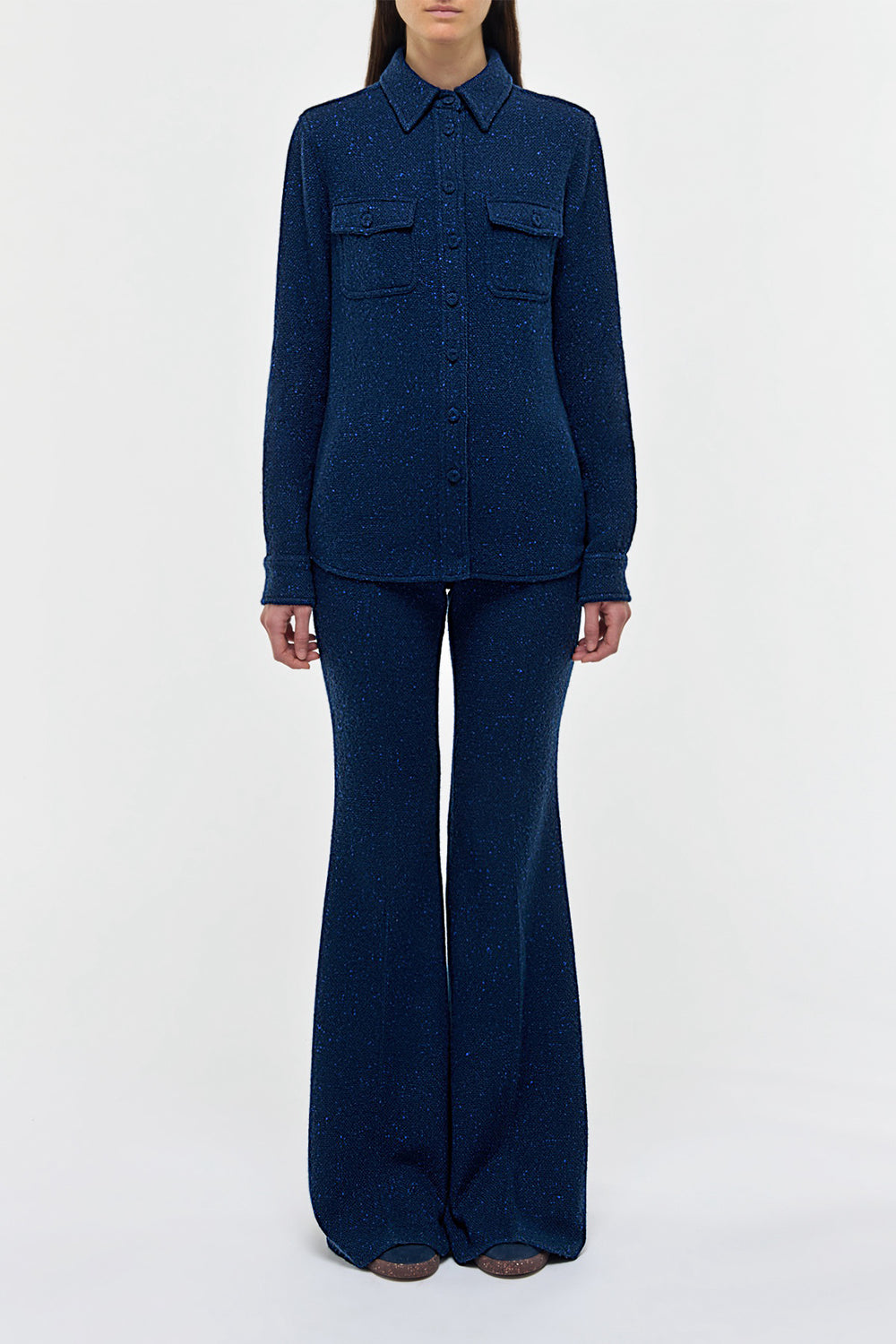 John Austin Shirt in Electric Navy Speckled Cashmere