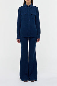 John Austin Shirt in Electric Navy Speckled Cashmere