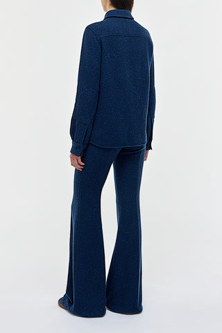 Electric Navy Speckled Cashmere Shirt - Back View On Model | Gabriela Hearst