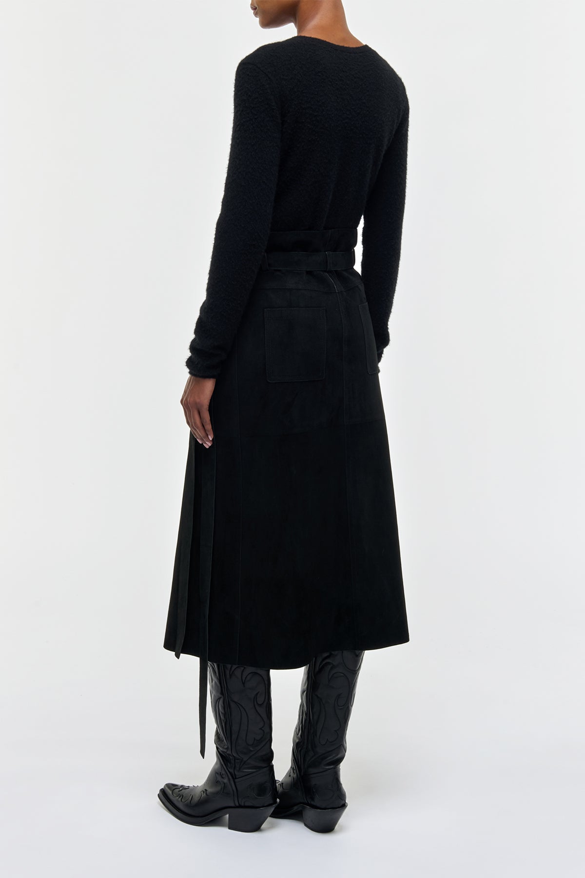 Idalia Wrap Midi Skirt in Black Suede – Gabriela Hearst