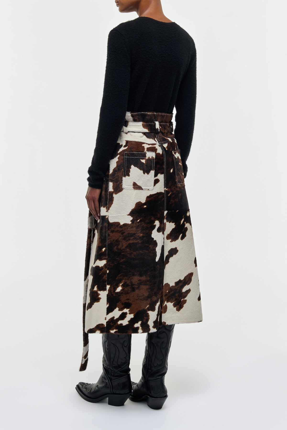 Idalia Midi Skirt in Ivory Cognac Multi Pony Hair