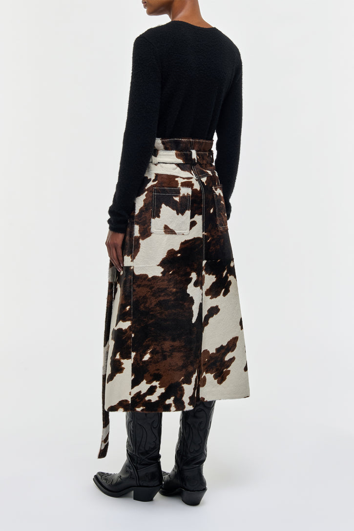 Idalia Midi Skirt in Ivory Cognac Multi Pony Hair