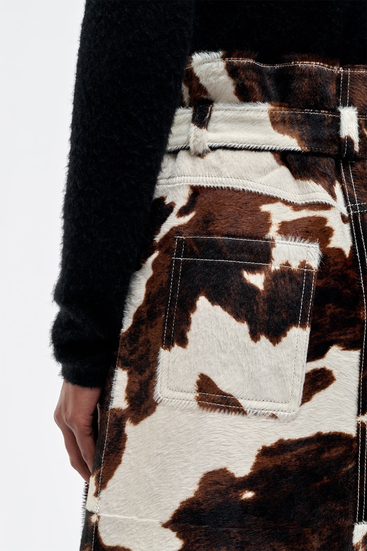 Idalia Midi Skirt in Ivory Cognac Multi Pony Hair