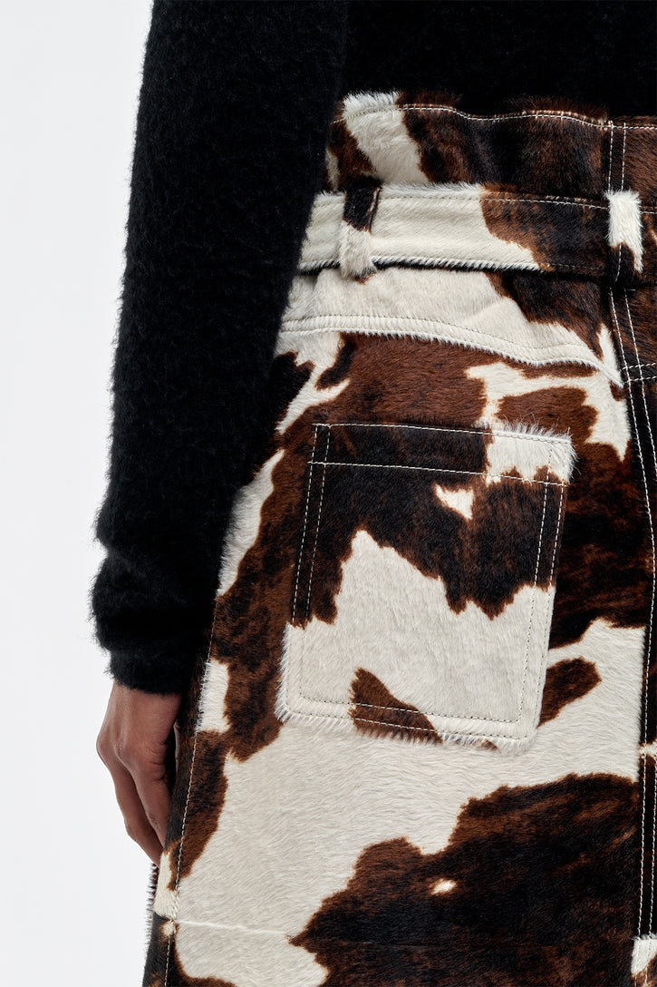 Idalia Midi Skirt in Ivory Cognac Multi Pony Hair