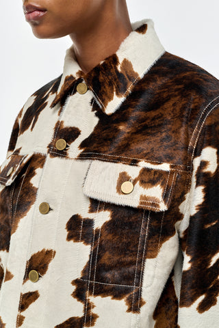 Ivory Cognac Pony Hair Miran Jacket - Collar Hardware Detail | Gabriela Hearst