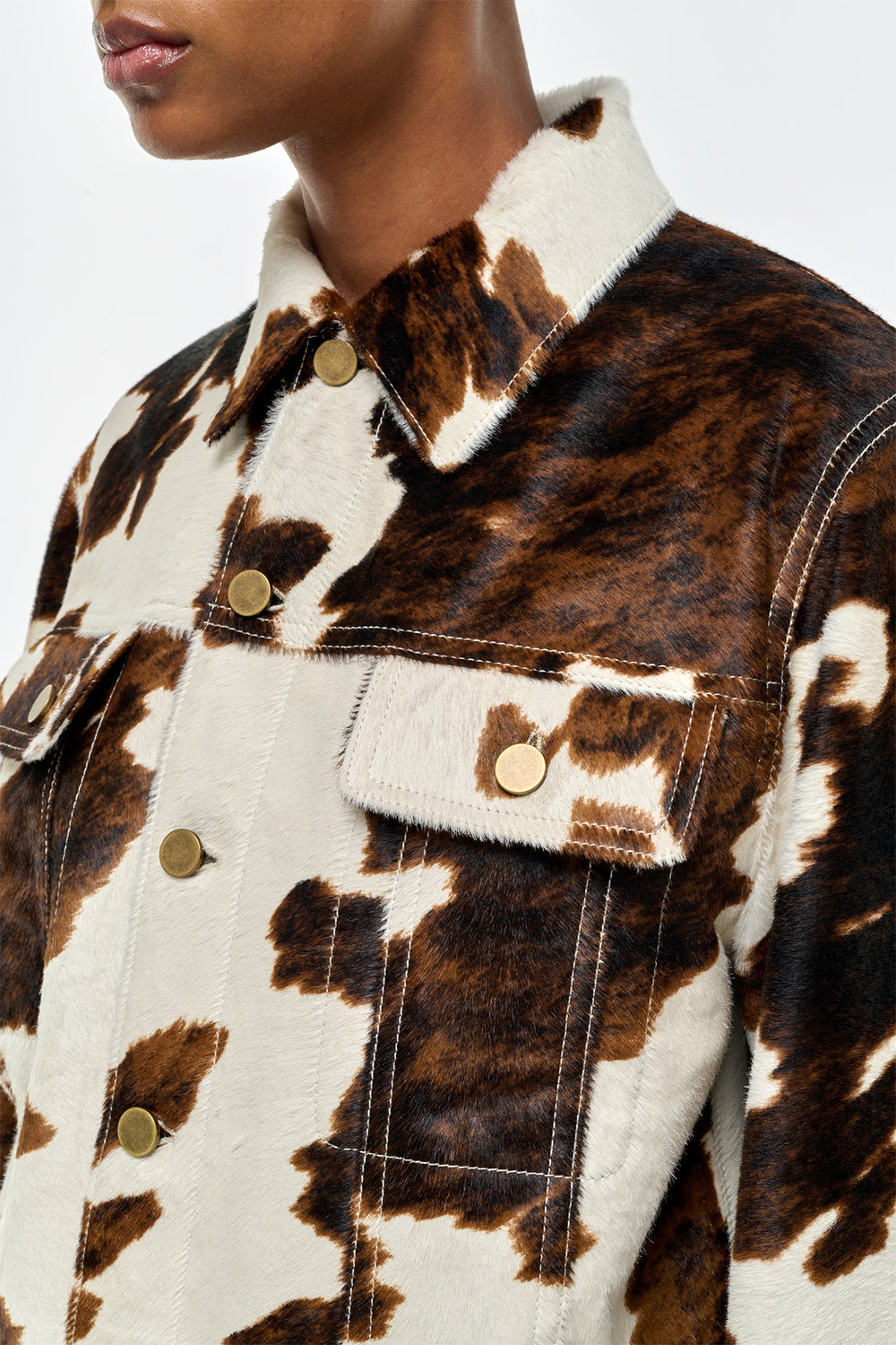 Miran Jacket in Ivory Cognac Multi Pony Hair