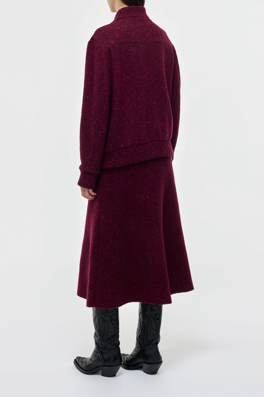 Winslow Knit Bomber in Bordeaux & Fuchsia Speckled Cashmere