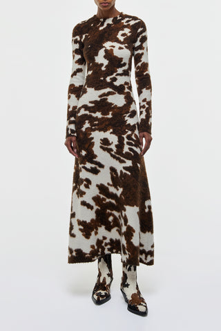 Cognac Cashmere Knit Maxi Dress - Front View On Model | Gabriela Hearst