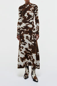 Atticus Knit Maxi Dress in Ivory Cognac Multi Cashmere