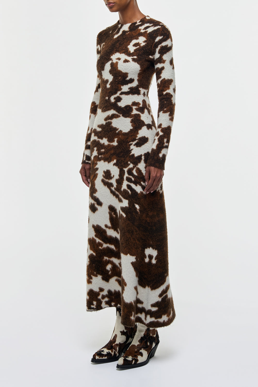 Atticus Knit Maxi Dress in Ivory Cognac Multi Cashmere