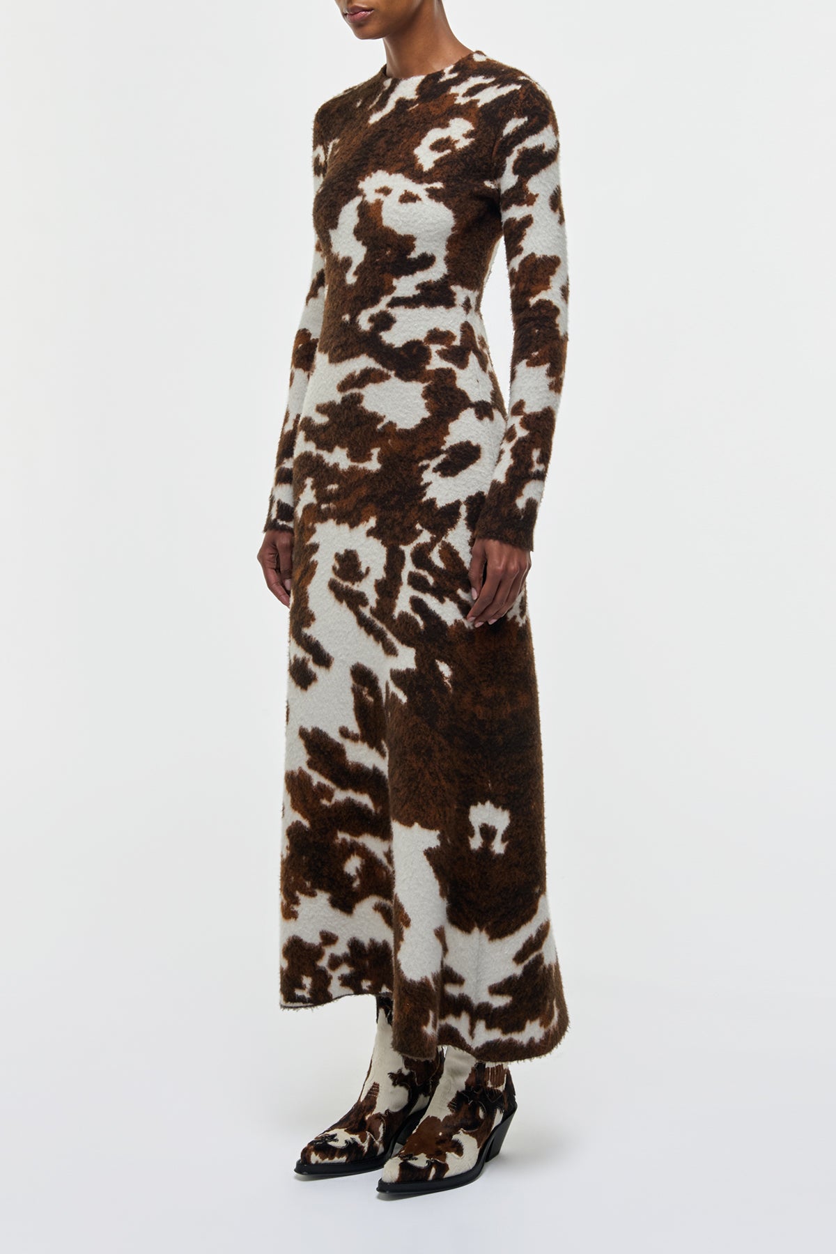 Atticus Knit Maxi Dress in Ivory Cognac Multi Cashmere