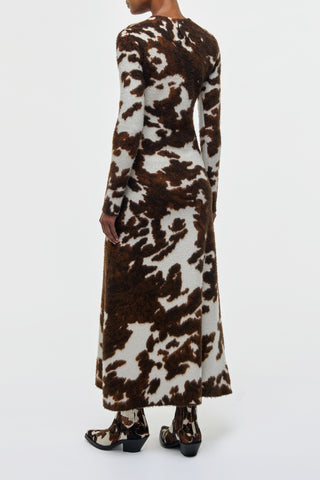 Cognac Cashmere Knit Maxi Dress - Back View On Model | Gabriela Hearst
