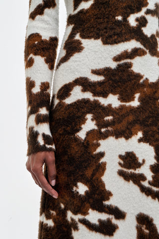 Cognac Print Cashmere Maxi Dress - Fabric Texture Detail | Gabriela Hearst