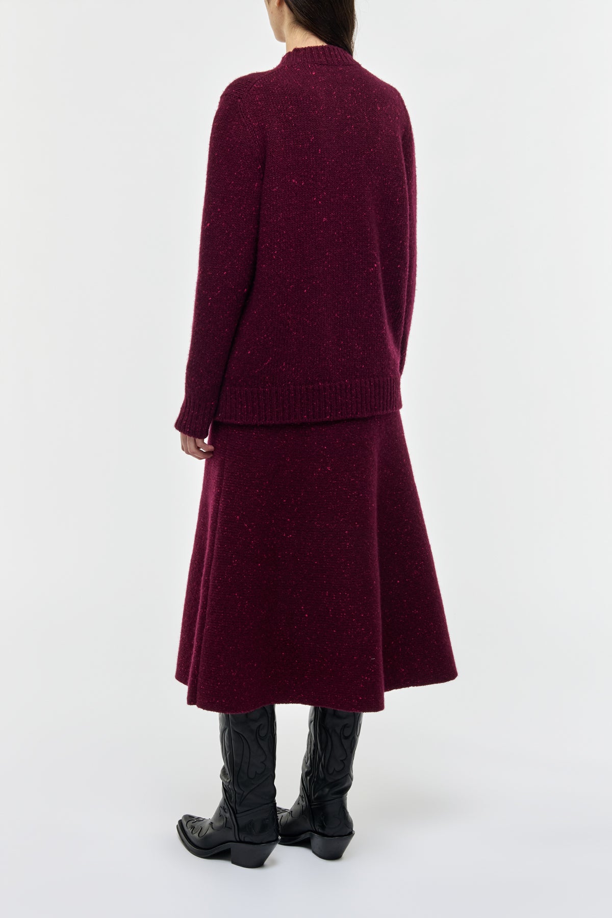 Eden Knit Skirt in Bordeaux Fuchsia Cashmere