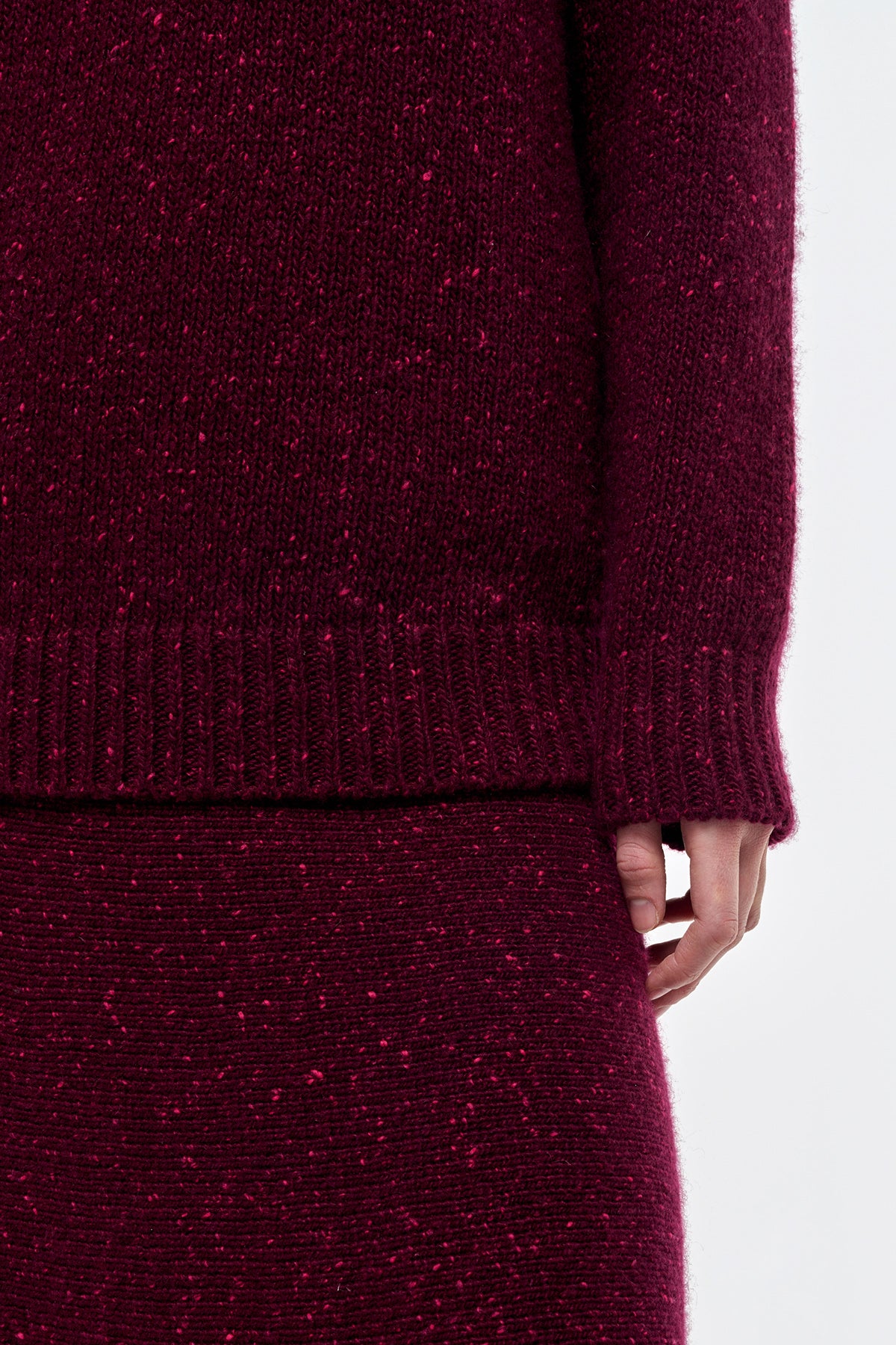 Alfie Knit Sweater in Bordeaux Fuchsia Aran Cashmere