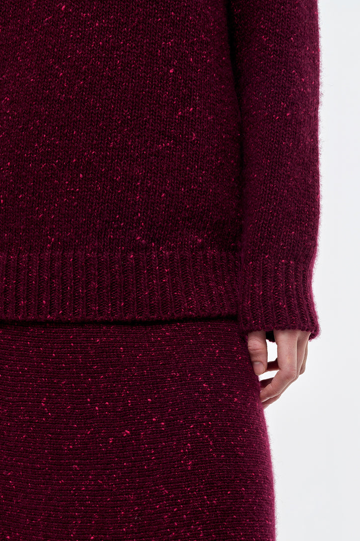 Eden Knit Skirt in Bordeaux Fuchsia Cashmere