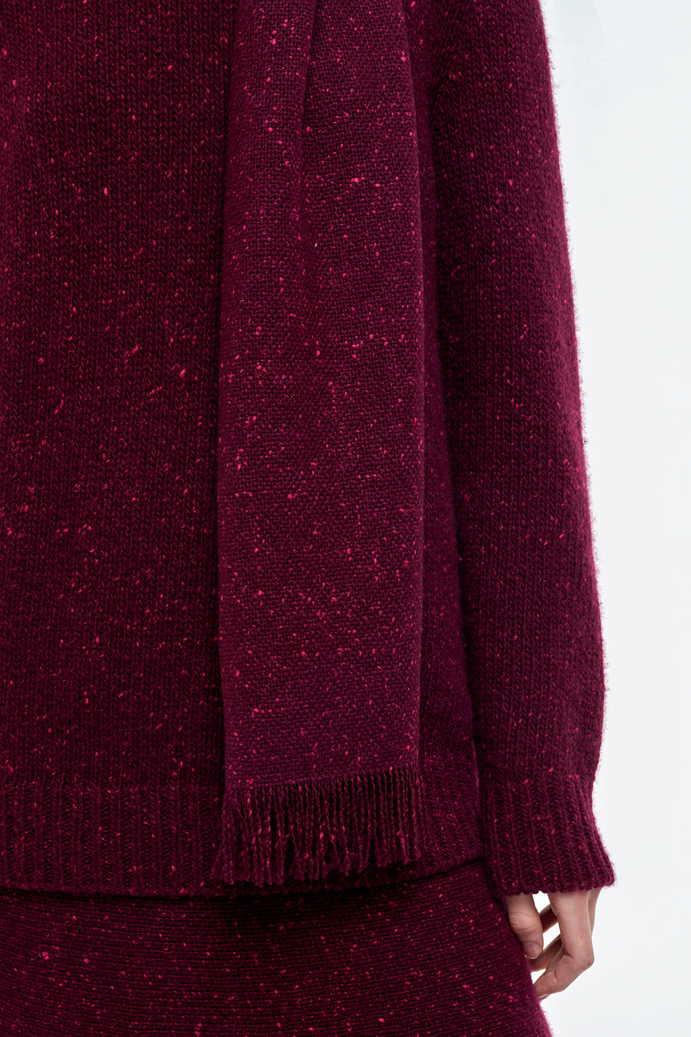 Illumina Fringe Scarf in Bordeaux Speckled Cashmere