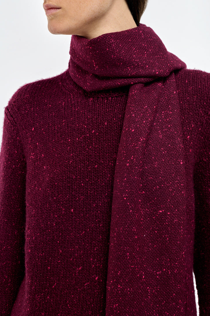 Illumina Fringe Scarf in Bordeaux Speckled Cashmere