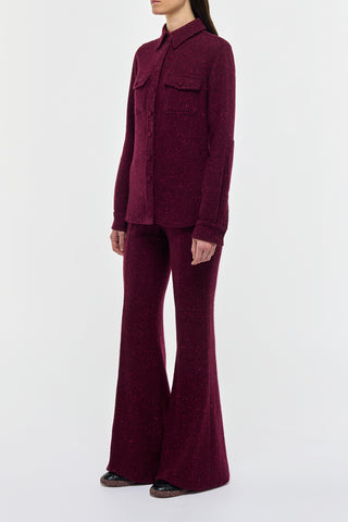 Bordeaux Speckled Cashmere John Austin Shirt - Side Profile | Gabriela Hearst