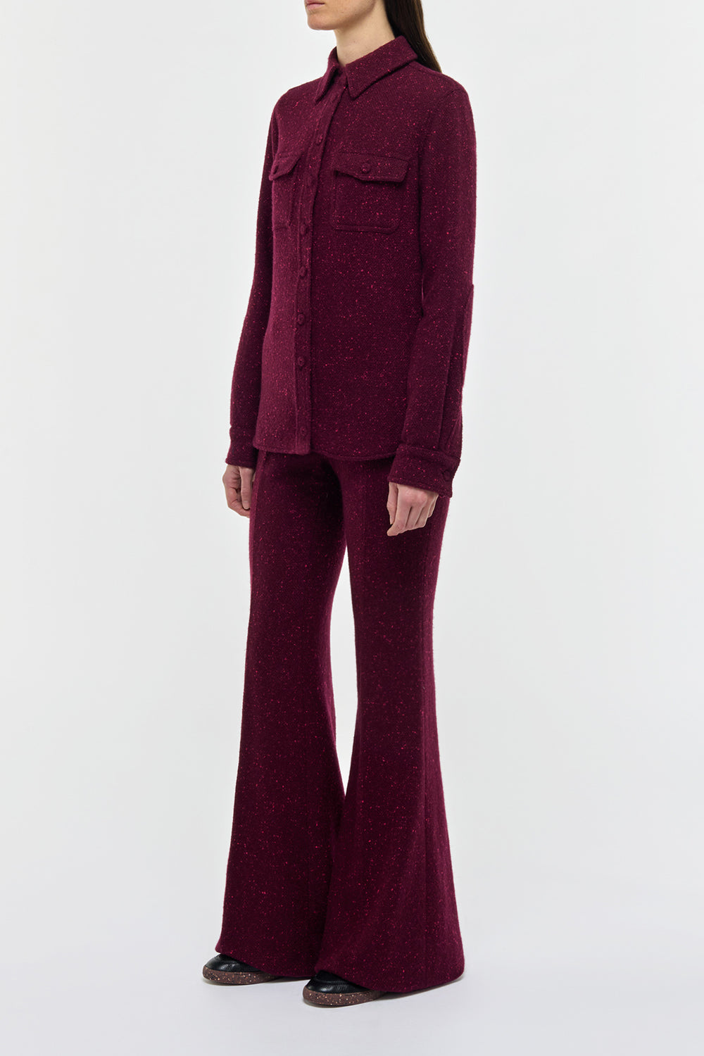 John Austin Shirt in Bordeaux Speckled Cashmere