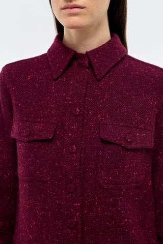 Bordeaux Cashmere John Austin Shirt Collar Detail - Close-Up | Gabriela Hearst