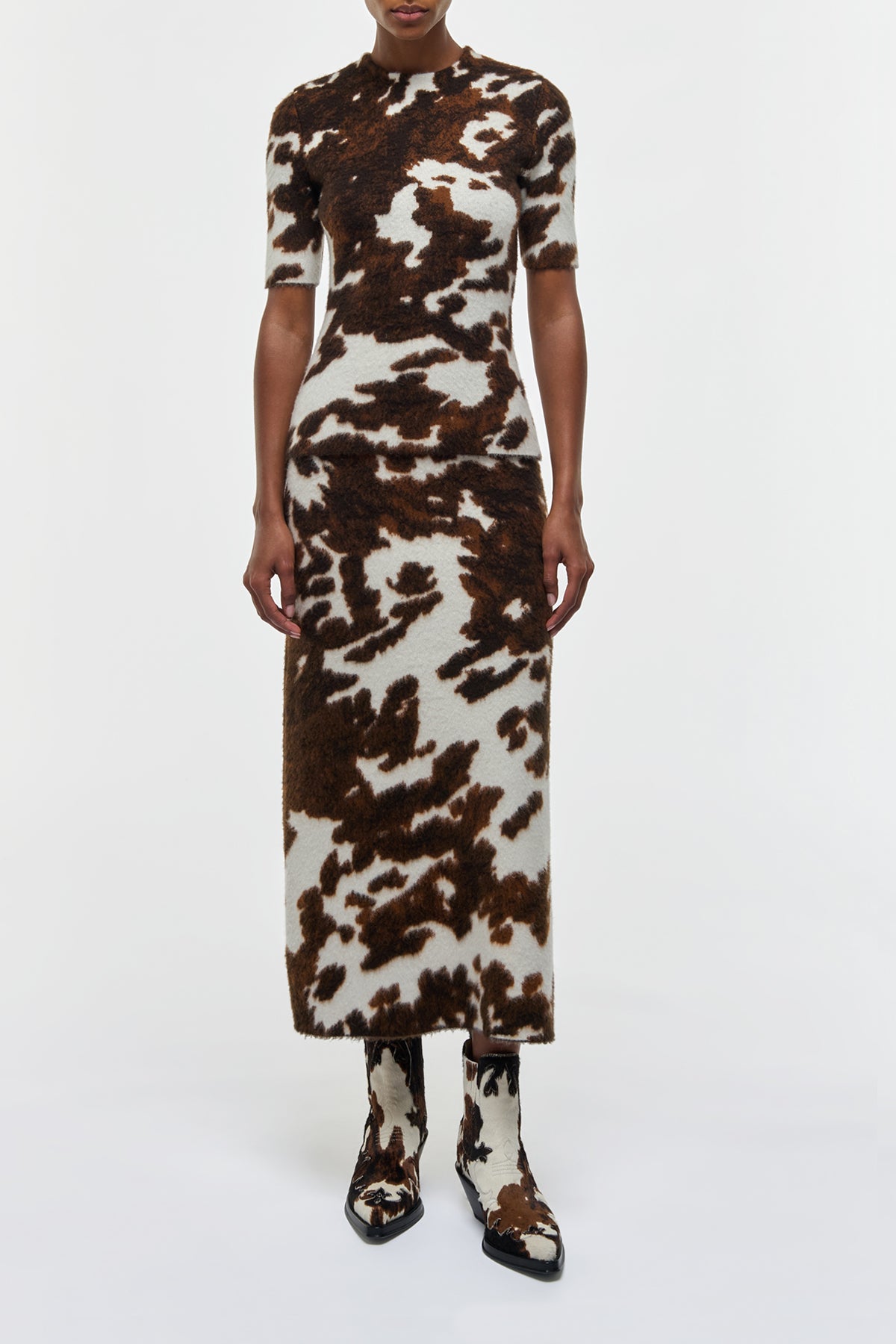 Phaedra Knit Maxi Skirt in Ivory Cognac Multi Cashmere